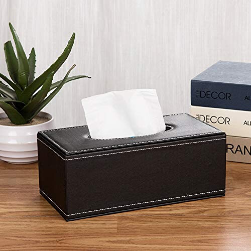 PU Leather Tissue Box Cover Rectangular Large Golden – Elegant Durable Holder for Home Office 1