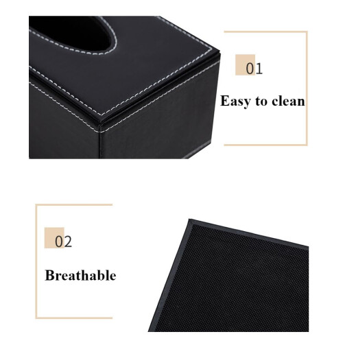 PU Leather Tissue Box Cover Rectangular Large Golden – Elegant Durable Holder for Home Office 2