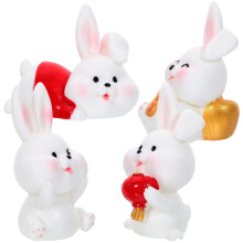Statue de lapin en résine, décoration intérieure, lot de 4 pièces