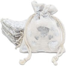 7,5x10 cm presentpåsar i bomullscanvas med dragsko (48-pack)