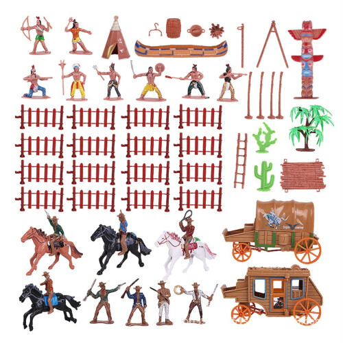 43-Piece Realistic Cowboy Figurines Set
