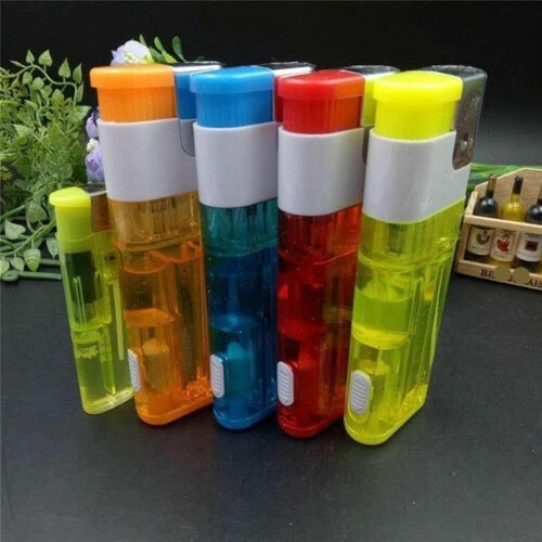 Refillable Butane Lighter with Adjustable Flame Control and Transparent Fuel Window, Soft Flame Red 1