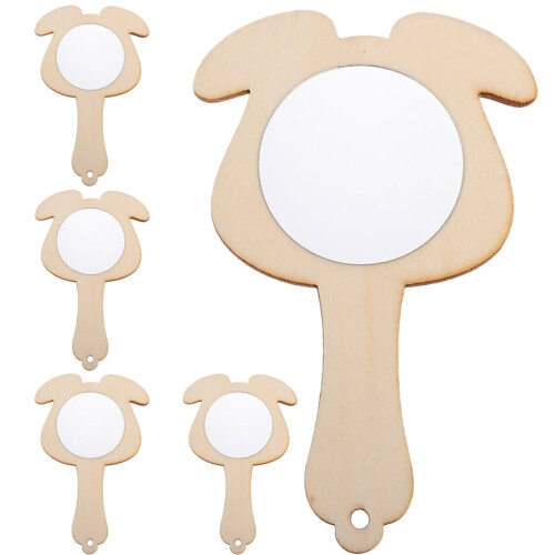 Wooden Mirror Hand Blank for DIY Vanity 5 pcs