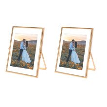 4x6 Bilderrahmen-Set (2er-Pack), für verschiedene Fotogrößen (4x6, 3x5, 2x3), Metall, Glas, schwebend