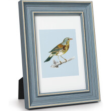 Vintage blue picture frame 4x6 with gold line