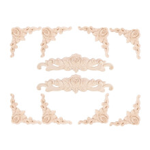 Applique décorative d'angle florale sculptée en bois (10 pièces)