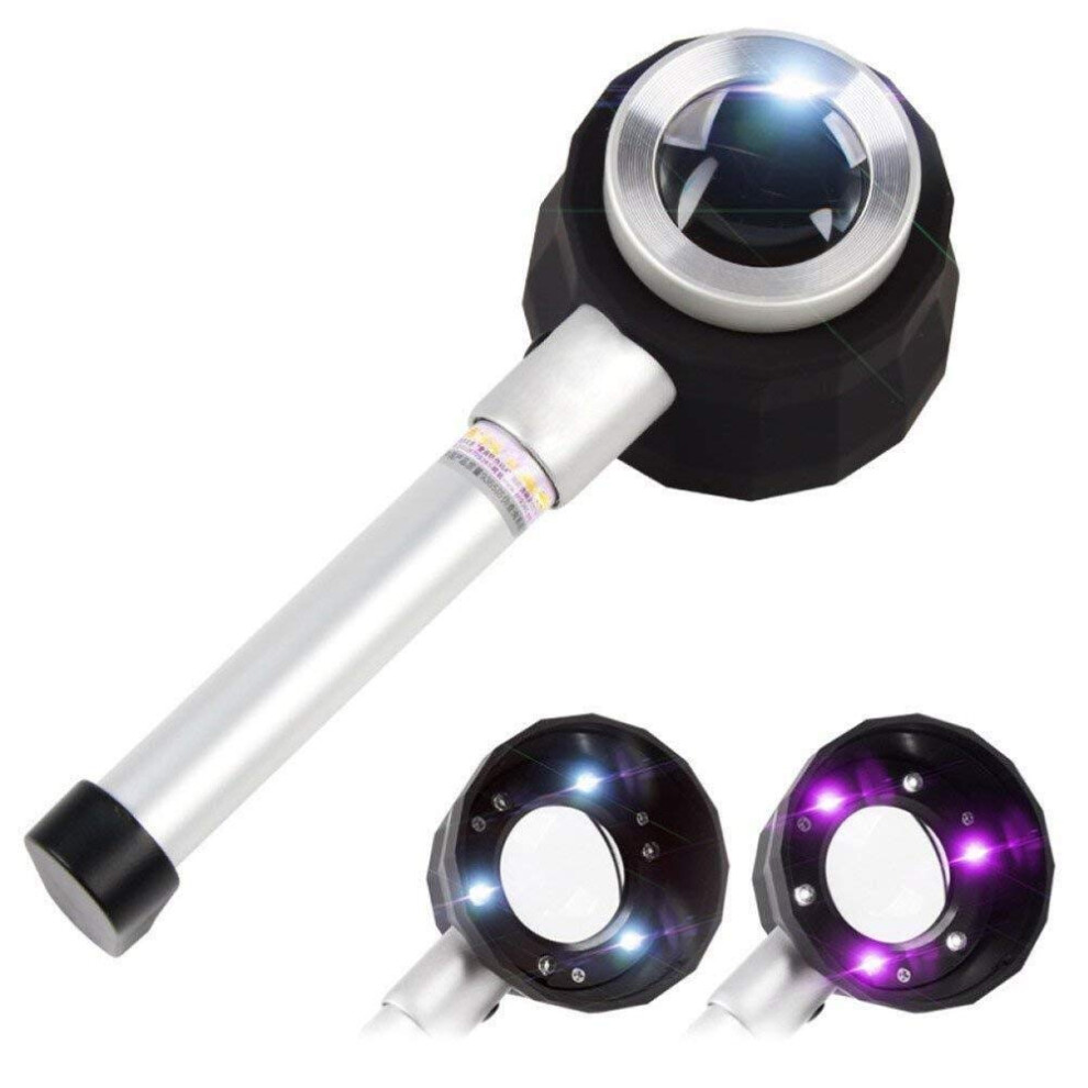 Light Led Magnifying Glass 30X 10X With Led Uv Hd Handheld Magnifier For Jewelry, Coins And Reading