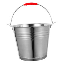 Stainless Steel Bucket with Easy Carry Handle, Silver 24x24 cm Water Storage Container for Home and Outdoor Use