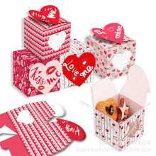 Valentínske krabičky na muffiny s okienkom v tvare srdca, 12 ks