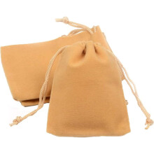 Velveteen drawstring bag 2.7x3.5 inch 100 pcs yellow