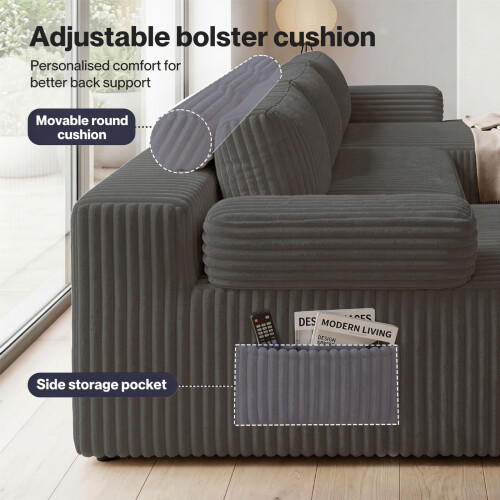 Levede Flexible Modular Sofa Cozy Memory Foam Corduroy Corner Convertible Couch 1