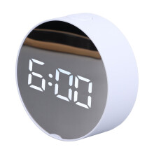 Digitale wekker met LED-spiegel, rond scherm, wit