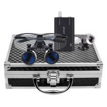 3.5x 420mm Surgical Binocular Loupes with Focused LED Headlight and Protective Aluminum Case (Black)