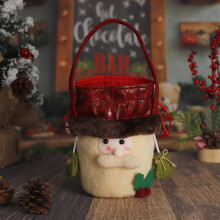 Vianočná látková taška so šnúrkou, snehuliak, Santa Claus