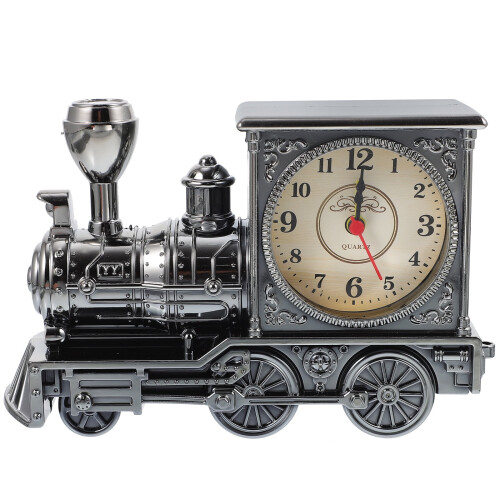 Locomotive-Shaped Alarm Clock in Grey ABS