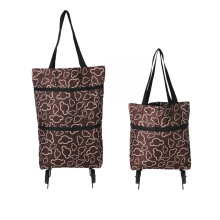 Foldable Shopping Trolley with Wheels, 18L Large Capacity Reusable Rolling Grocery Bag for Travel