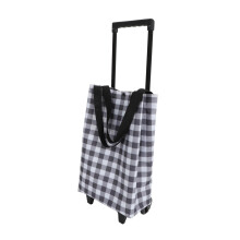 Folding Shopping Cart with Wheels, Lightweight Collapsible Grocery Trolley with Telescoping Handle