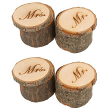 4 Bhosca Fáinne Adhmaid Shabby Chic Mr & Mrs