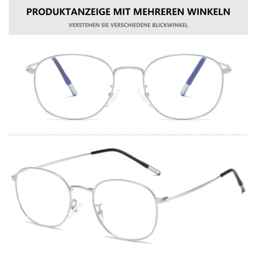 Blue Light Blocking Reading Glasses 2.5x Silver Metal Frame Oval Unisex Lightweight Computer Readers 2
