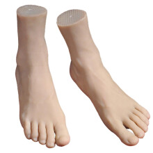 Realistic Silicone Foot Pair, Male Silicone Foot Mannequin 1:1 Lifesize Fake Feet Model for Jewelry and Shoes Display, Skincolor