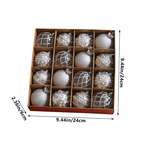 Christmas Ball Set Silver Plastic 12 PCS 2