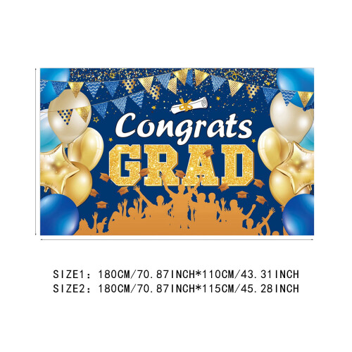 Congrats Grad Banner Black Gold 180x110cm 2