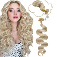 Ash Blonde U Tip Human Hair Extensions 20 Inch Pre Bonded Keratin Fusion Silky Soft 50G