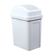 17L White Bathroom Trash Can with Swing Lid, Large Capacity and Odor Control, Easy Clean Plastic Waste Bin