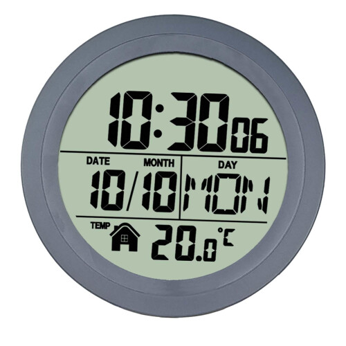 Digital Shower Timer Clock Round 5.7 Inch Grey 1