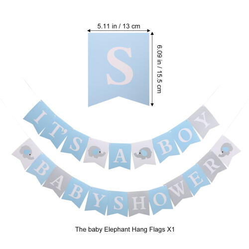 Elephant Baby Shower Banner for Boys 2