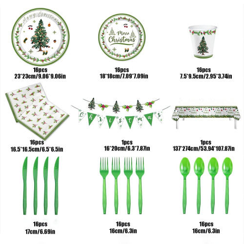 Christmas party tableware set disposable paper dishes cups 2