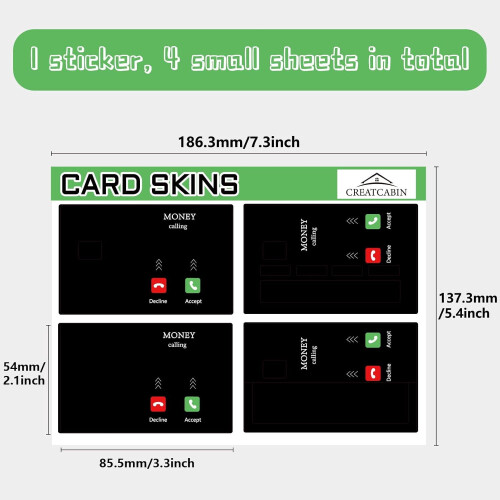 Sorte kreditkortskins til 7,3x5,4" kort, PVC 1