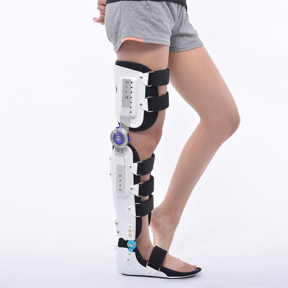 Adjustable Hip Knee Ankle Foot Orthosis with Custom ROM Control, Full Leg Immobilizer Brace for Rehabilitation