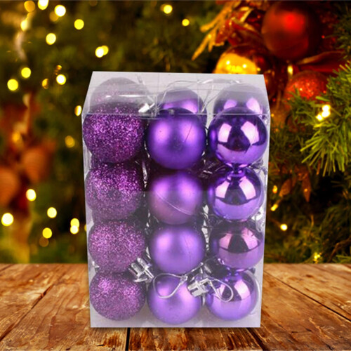 Purple Christmas Baubles Ornaments 24 pcs 2