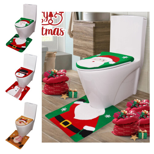 Ensemble housse de siège de toilette et tapis de Noël 2 pièces 2
