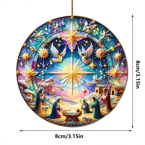 Akryl julkrubba hänge ornament 8cm 2