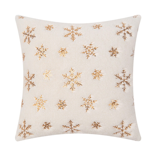 Christmas snowflake pillow set with sequin embroidery, gold 1