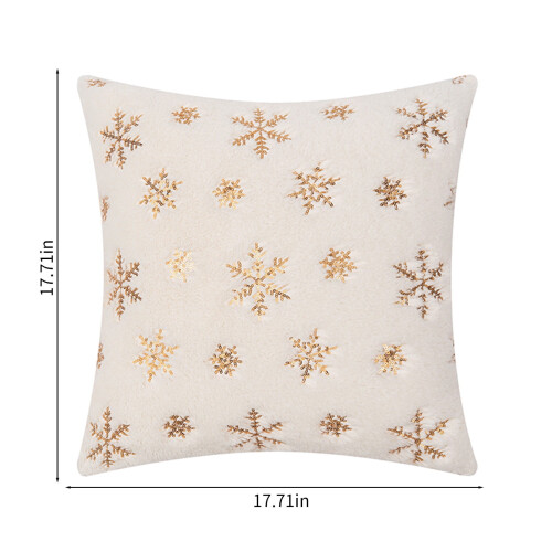 Christmas snowflake pillow set with sequin embroidery, gold 2