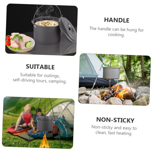 Camping Cookware Set with Fast Heating Nonstick Pot, Lightweight Foldable Handle for Outdoor Backpacking 1