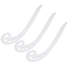 Righello curvo francese per cucito per la creazione di modelli, modello di disegno flessibile, materiale plastico resistente, scala di misurazione