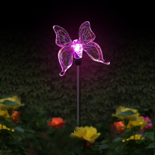 (butterfly) Solar Garden Lights Multi-Color Changing bird Butterfly Dragonfly Solar Powered Pathway Lights Outdoor Landscape Path Lawn Lamp