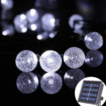 (White 5 meters 20 lights) 20 LED50LED Solar String Lights Outdoor Multicolor Crystal Ball Christmas Tree Garden Party Decoration Fantasy Fairy Lights
