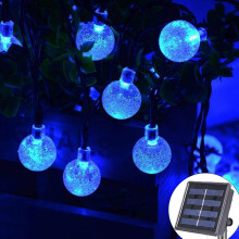 (Blue 5 meters 20 lights) 20 LED50LED Solar String Lights Outdoor Multicolor Crystal Ball Christmas Tree Garden Party Decoration Fantasy Fairy Lights