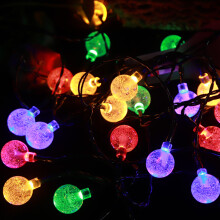 (Color 5 meters 20 lights) 20 LED50LED Solar String Lights Outdoor Multicolor Crystal Ball Christmas Tree Garden Party Decoration Fantasy Fairy Lights
