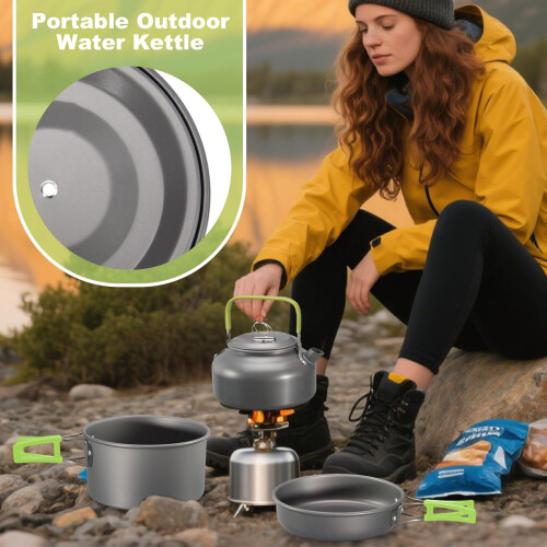 Lightweight Camping Cookware Set with Compact Nesting Design, Fast Heating Pots and Pans for Backpacking 1