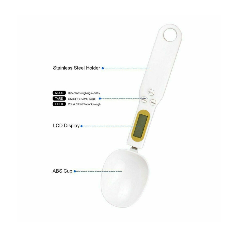 (White) 1 Electronic Digital Spoon Scale With Lcd Display Kitchen Measuring Spoon New 320997855576