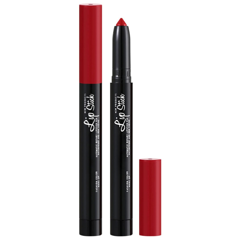 Velvet Lipstick Pen with Automatic Lip Liner and Sharpener, Long Lasting Non Fading Smooth Finish