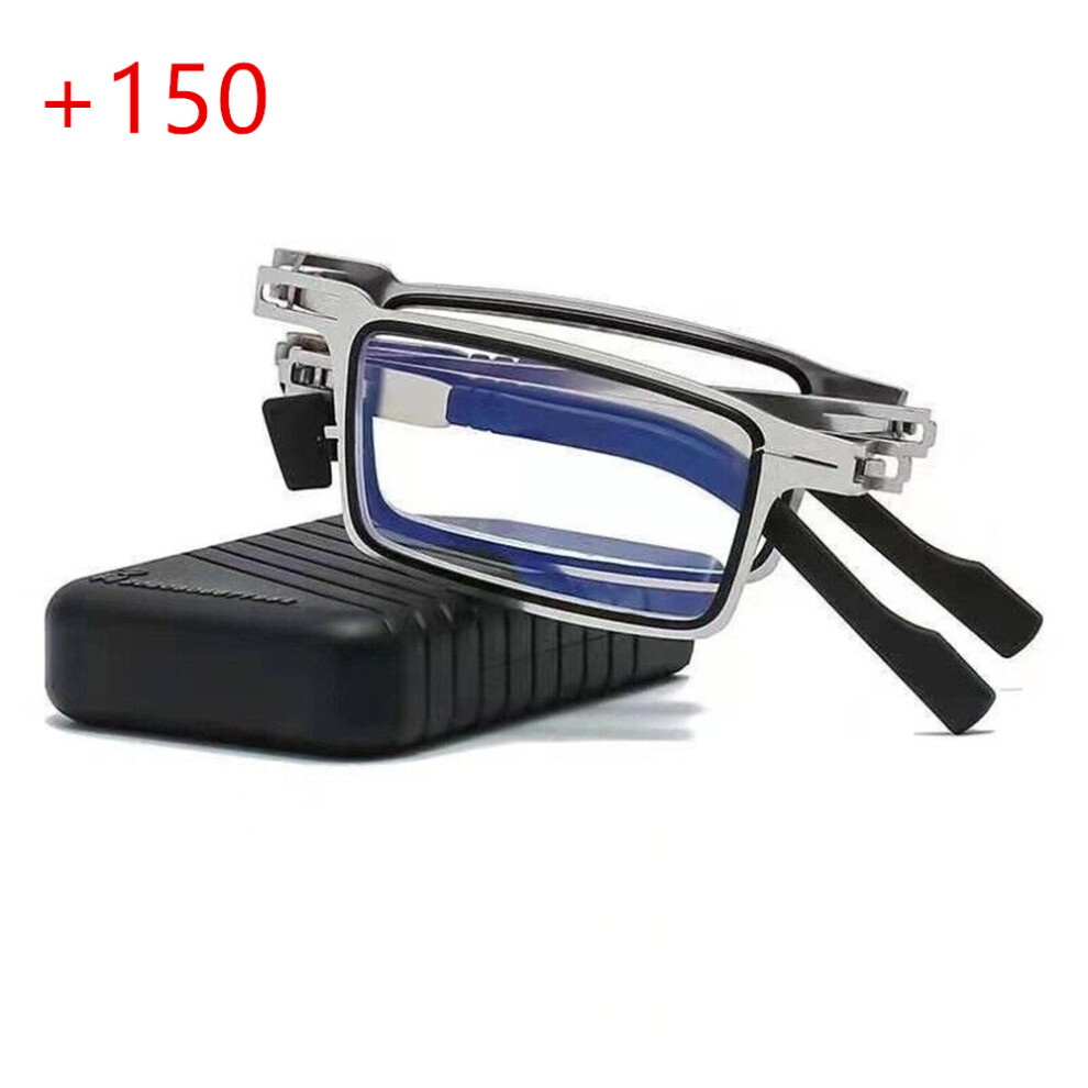 (150) Men Ultra Light Plastic Titanium Material Screwless Foldable Anti-Blue Reading Glasses