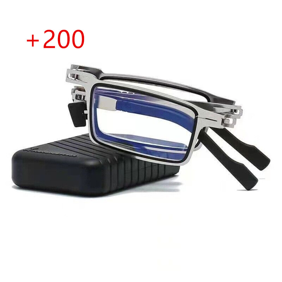 (200) Men Ultra Light Plastic Titanium Material Screwless Foldable Anti-Blue Reading Glasses