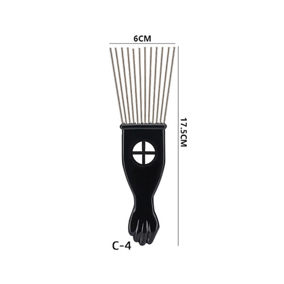 Unisex Black (C4) Afro Comb With Fist African Hair Pik Professional Styling